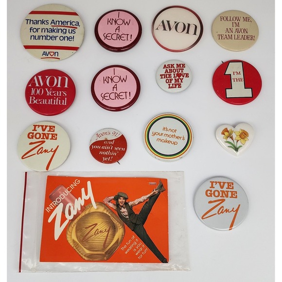 Avon Other - Avon Vintage Pinback Button Lot Zany Fragrance Advertising Ephemera 13pc M